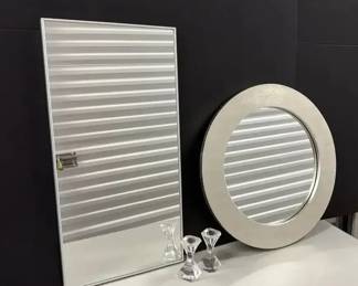 Two Mirrors  Glass Candlesticks