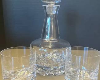 Orrefors Crystal Decanter  2 Glasses