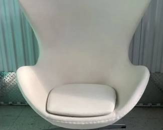 Replica Egg Chair W White Felt Fabric  StainlessSteel Base