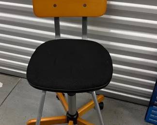 Adjustable Wood Stool W Upholstered Seat  Foot Bar