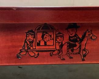 ORIENTAL LOW PROFILE CHECKERED TOP TABLE THIS TABLE FEATURES FOLDING LEGS FOR EASY STORAGE. IMPRINTED ORIENTAL DESIGN AND CHECKERED TOP. 48x32x14 NO SHIPPING PICKUP ONLY