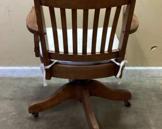 NORTH CAROLINA MADE WOODEN ROLLING DESK CHAIR MANUFACTURED IN SILER CITY. DURABLE WOODEN CONSTRUCTION. NO SHIPPING PICKUP ONLY