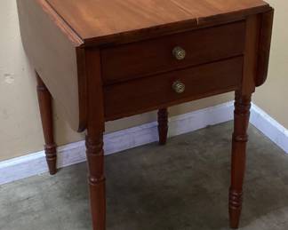 CHERRY DROP LEAF DOUBLE DRAWER SIDE TABLE NO SHIPPING PICKUP ONLY