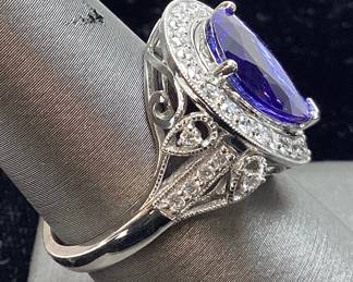 PLATINUM TANZANITE & DIAMOND RING, SIZE 8, 4.78ct TANZANITE, 0.70cts DIAMONDS, 10g TOTAL WEIGHT, AIGL APPRAISAL $23,676.00