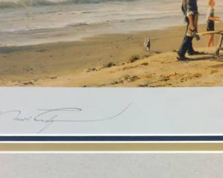 WW2 BY ROBERT TAYLOR, ACES ON THE WESTERN FRONT SIGNED #889/1250, LIMITED PRINT DEPICTING GERMAN LUFTWAFFE Me109s OVER THE NORMANDY COASTLINE, 41in by 30in, FRAMED NO SHIPPING PICKUP ONLY