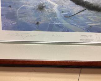 SIGNED FRAMED ROBERT TAYLOR HURRICANE FORCE 537/1250 SIGNED BY ARTIST AND VETERAN PILOTS FROM THE ERA. 41x31. No shipping pickup only