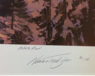 WW2 MILITARY PRINT BY NICOLAS TRUDGIANS ARTIST PROOF WINTER PATROL #84/125 WITH COA, SIGNED BY GENERAL DIETER HRABEK, GENERAL GUNTHER RALL, LIEUTENANT WALTER WOLFRUM, 41in by 29in NO SHIPPING PICKUP ONLY