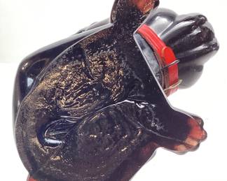  WESTMORELAND JET BLACK RUBY GLASS FRENCH BULLDOG WITH RHINESTONE EYES FIGURINE