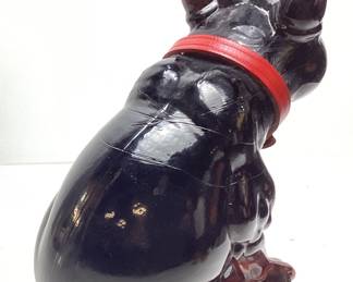  WESTMORELAND JET BLACK RUBY GLASS FRENCH BULLDOG WITH RHINESTONE EYES FIGURINE