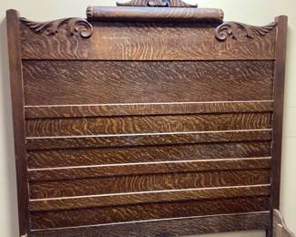 ANTIQUE QUARTER-SAWN OAK HIGH BACK BED, FULL SIZE NO SHIPPING PICKUP ONLY