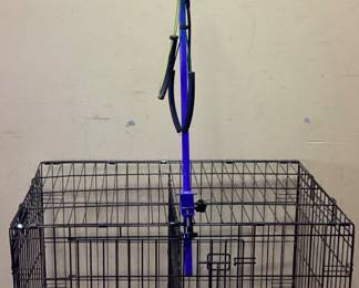  TWO DOOR 37x24x26 DOG KENNEL WITH DIVIDER AND A GROOMING STAND