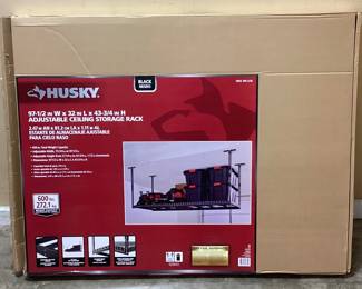 HUSKY BLACK ADJUSTABLE CEILING STORAGE RACK, NEW