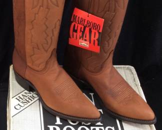 DAN POST BOOTS, MARLBORO GEAR LEATHER BOOTS, NEW IN BOX, SIZE 7 1/2 MEDIUM