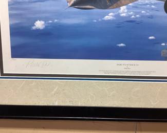 SIGNED FRAMED PHILLIP WEST LIMITED PRINT HABU 972 AT MACH 3.0 LIMITED EDITION 160/500. 34x25, NO SHIPPING PICKUP ONLY