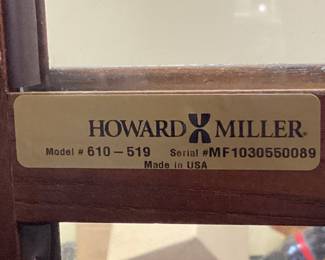 HOWARD MILLER GRANDFATHER CLOCK, MODEL #610-519 WITH THE KEY & WEIGHTS NO SHIPPING PICKUP ONLY