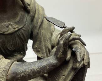 EARLY CAST SPELTER SCULPTURE, 10in H, INDEX FINGER HAS BEEN RE-GLUED NO SHIPPING PICKUP ONLY