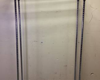 INDUSTRIAL CLOTHES RACK ON WHEELS THIS BAKER STYLE SHELVING CLOTHES RACK IS MOBILE WITH WHEELS. 36x14x72. NO SHIPPING PICKUP ONLY