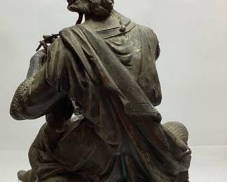 EARLY CAST SPELTER SCULPTURE, 10in H, INDEX FINGER HAS BEEN RE-GLUED NO SHIPPING PICKUP ONLY