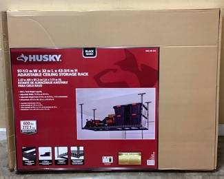 HUSKY BLACK ADJUSTABLE CEILING STORAGE RACK, NEW