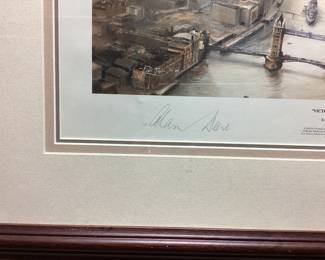 SIGNED ROBERT TAYLOR VICTORY SALUTE PRINT FRAMED AND SIGNED BY ARTIST AND VETERAN PILOTS FROM THE ERA. 31x25. No shipping pickup only