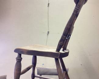 RUSTIC WOOD DINING TABLE WITH VTG. WOOD CHAIRS NO SHIPPING PICK UP ONLY