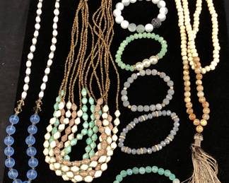 ASSORTED LAVA STONE & JASPER BEAD NECKLACES & BRACELETS