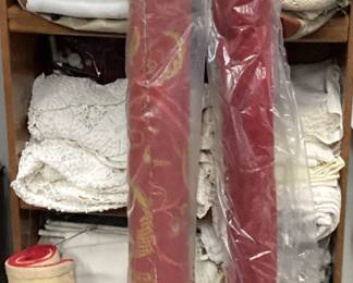 LINENS AND FABRIC LOT CROCHET BED COVERS