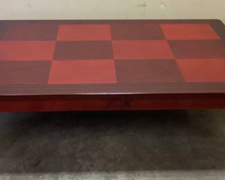ORIENTAL LOW PROFILE CHECKERED TOP TABLE THIS TABLE FEATURES FOLDING LEGS FOR EASY STORAGE. IMPRINTED ORIENTAL DESIGN AND CHECKERED TOP. 48x32x14 NO SHIPPING PICKUP ONLY
