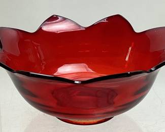 FENTON #848 RUBY LOTUS BOWL, 9in W