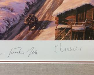 WW2 MILITARY PRINT BY NICOLAS TRUDGIANS ARTIST PROOF WINTER PATROL #84/125 WITH COA, SIGNED BY GENERAL DIETER HRABEK, GENERAL GUNTHER RALL, LIEUTENANT WALTER WOLFRUM, 41in by 29in NO SHIPPING PICKUP ONLY
