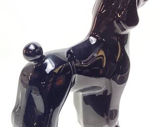 1995 BACCARAT BLACK CRYSTAL POODLE DOG FIGURINE, 5in H
