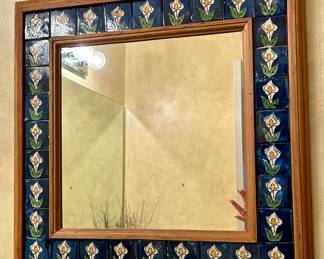 Handcrafted tile-framed wall mirror