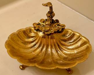Gold Shell Dish (Soap Dish or Trinket Tray)