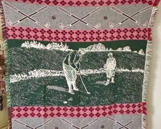 Woven Golf Theme Throw Blanket