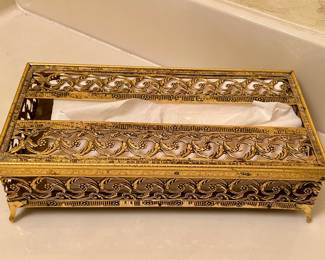 Gold Filigree Tissue Box Cover