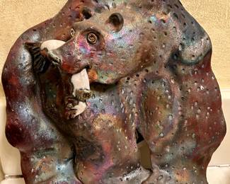 Raku Style Bear Sculpture