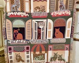 Woven Cat Tapestry Throw Blanket