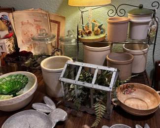 Rabbit trays, faux succulent terrarium