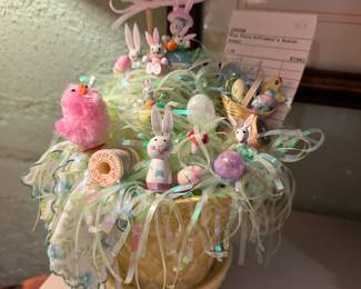 Easter vintage assemblage in McCoy planter