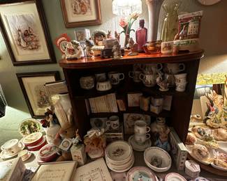 Peter Rabbit, Wedgwood child’s dishes, baby photo albums, books