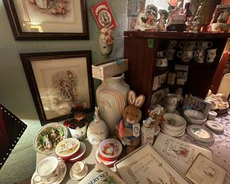 Wedgwood Peter Rabbit Nursery Set new in box, cookie jar, framed prints, cups & saucers, biscuit tins, plushies