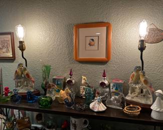 Lovebird figural vanity lamp pair