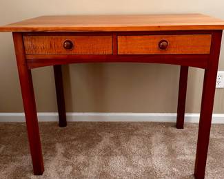 21st c. Stickley Maple 2-Drawer Writing Desk with Copper Detail (30"x28"x22.75")