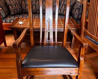 2006 Stickley Oak Rocking Chair with Black Leather Seat