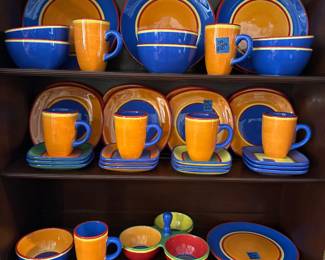 Colorful Set of dank “Arrabella” Pottery Sold in Lots or as One Set