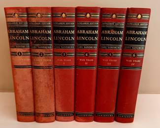Lot/6 1946 Edition of "Abraham Lincoln" by Carl Sandburg in 6 Volumes (Sagamond Edition)