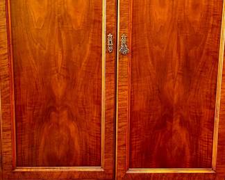 20th c. Baker Burl Walnut Veneer 6 Drawer, 2 shelf Armoir (81.5"x41.5"x18.75")