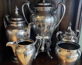 Coffee Tea Set Reed & Barton Victorian East Lake Design 5 Piece Set 