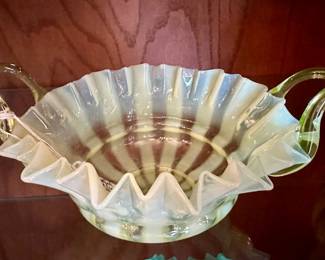 English Vaseline Striped Basket