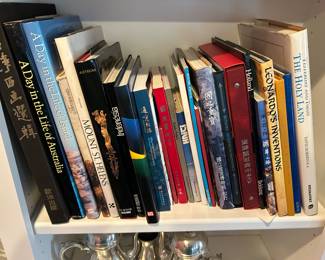 Lots of coffee table books. 